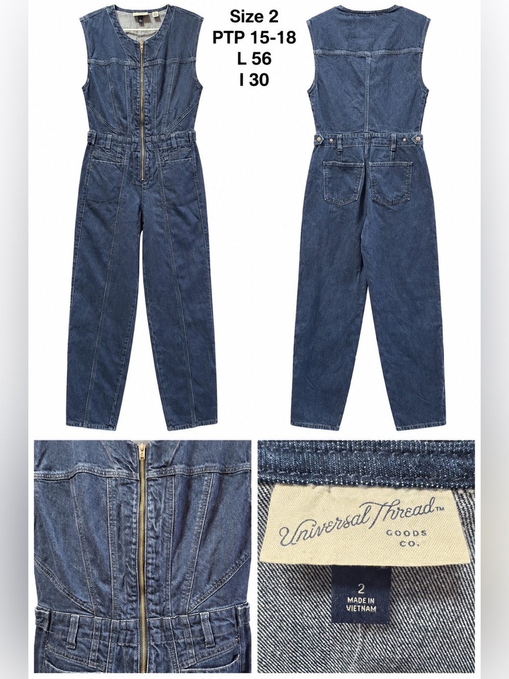 Universal Thread Women’s Blue Denim Zip-Front Jumpsuit
